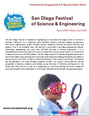 2021 San Diego Festival of Science & Engineering Community Engagement & Sponsorship Menu